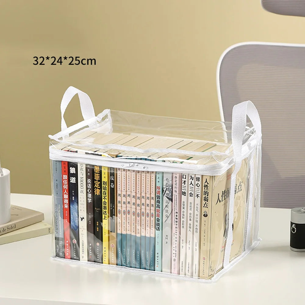 Foldable Book Box Student Dormitory Classroom Book Organizer Transparent Waterproof Household Book Organizing Storage Box Props