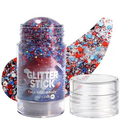 Independence Day Glitter Stick Red Blue White Sequins Gel Body Face Hair Shimmer 4Th of July Festival Makeup Cosmetic Patriotic