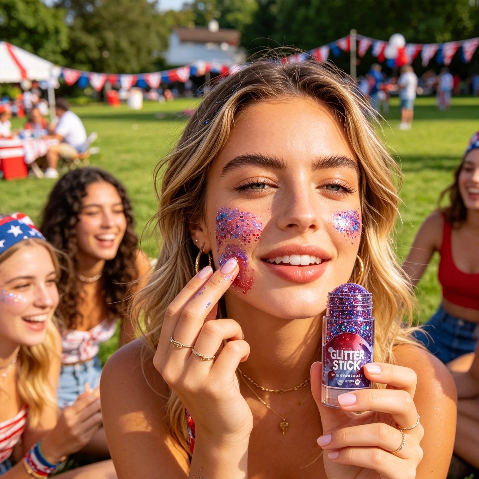 Independence Day Glitter Stick Red Blue White Sequins Gel Body Face Hair Shimmer 4Th of July Festival Makeup Cosmetic Patriotic
