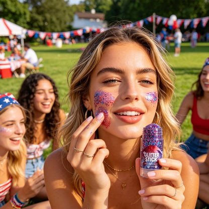 Independence Day Glitter Stick Red Blue White Sequins Gel Body Face Hair Shimmer 4Th of July Festival Makeup Cosmetic Patriotic