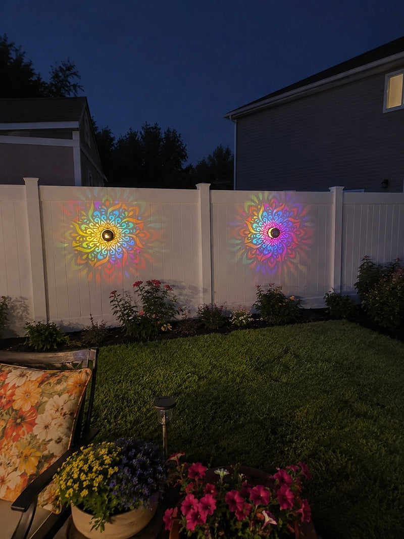 MandalaGlow on garden wall