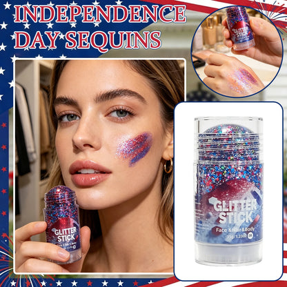 Independence Day Glitter Stick Red Blue White Sequins Gel Body Face Hair Shimmer 4Th of July Festival Makeup Cosmetic Patriotic