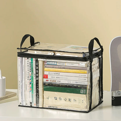 Foldable Book Box Student Dormitory Classroom Book Organizer Transparent Waterproof Household Book Organizing Storage Box Props