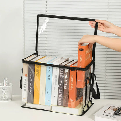 Foldable Book Box Student Dormitory Classroom Book Organizer Transparent Waterproof Household Book Organizing Storage Box Props