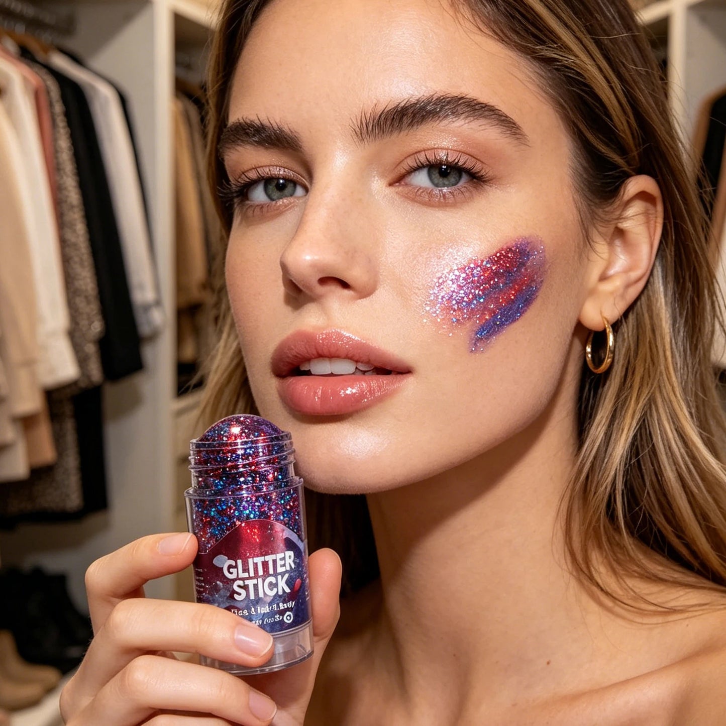 Independence Day Glitter Stick Red Blue White Sequins Gel Body Face Hair Shimmer 4Th of July Festival Makeup Cosmetic Patriotic