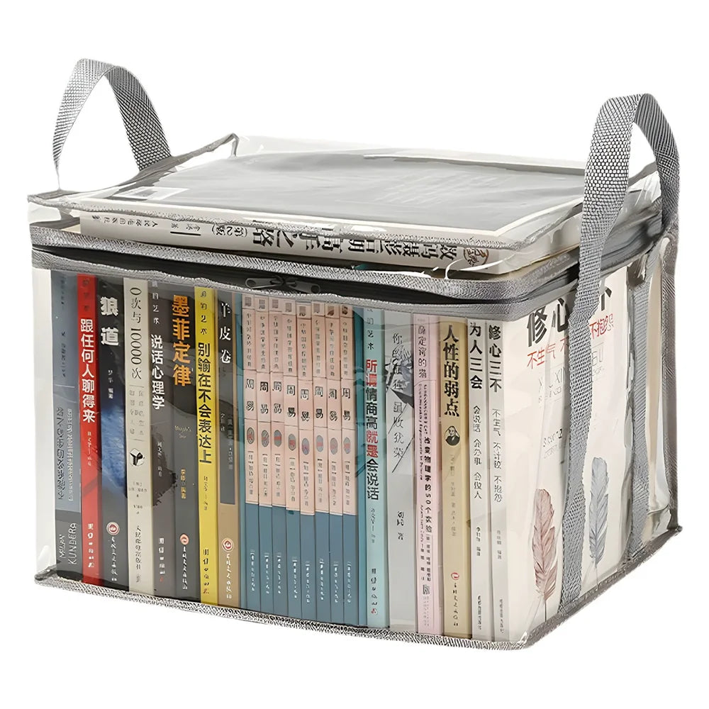 Foldable Book Box Student Dormitory Classroom Book Organizer Transparent Waterproof Household Book Organizing Storage Box Props