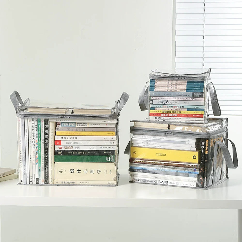 Foldable Book Box Student Dormitory Classroom Book Organizer Transparent Waterproof Household Book Organizing Storage Box Props