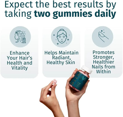 Hair, Skin & Nails Vitamin Supplement with Biotin 5000Mcg, Multivitamin Gummies Support Healthy Hair for Men & Women, 60 Gummies