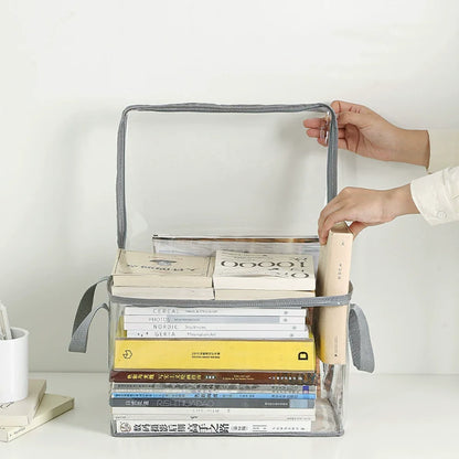 Foldable Book Box Student Dormitory Classroom Book Organizer Transparent Waterproof Household Book Organizing Storage Box Props