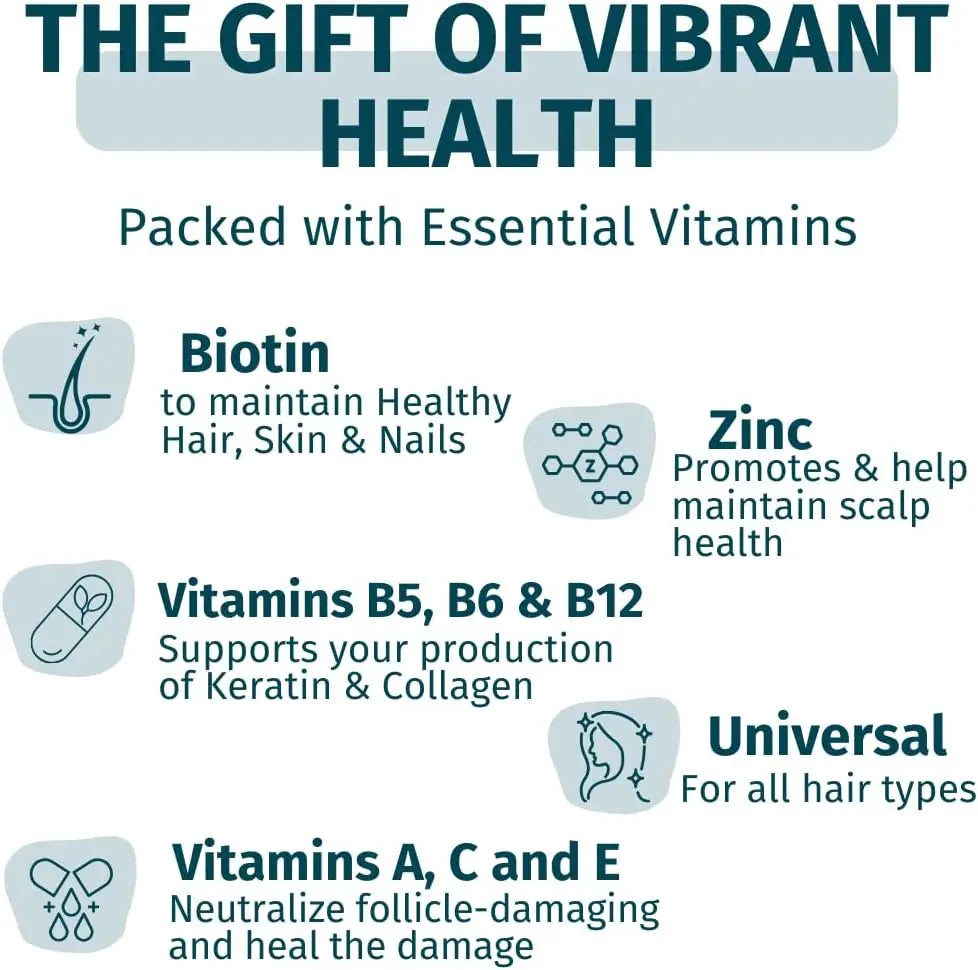 Hair, Skin & Nails Vitamin Supplement with Biotin 5000Mcg, Multivitamin Gummies Support Healthy Hair for Men & Women, 60 Gummies