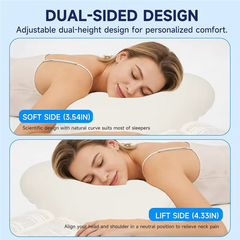 Ergonomic Cloud Pillow-Memory Foam, Adjustable Cervical Neck Support, Breathable Pillowcase