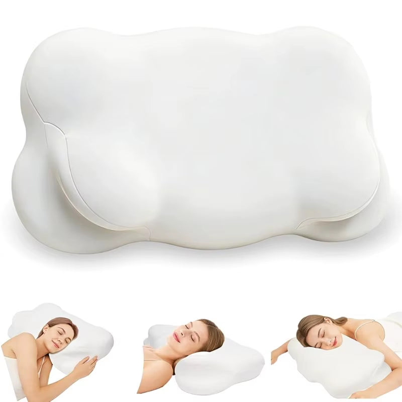 Ergonomic Cloud Pillow-Memory Foam, Adjustable Cervical Neck Support, Breathable Pillowcase