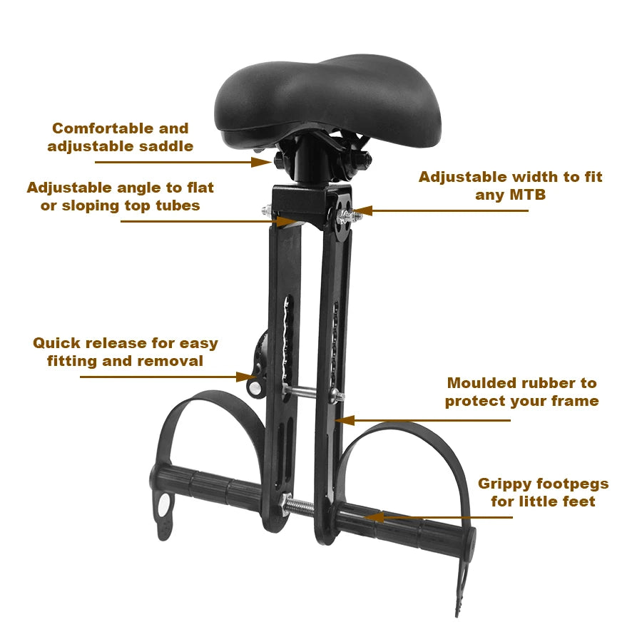 Front Mounted Child Mtb Bike Seat for 2 3 4 5 Year Sold Soft Baby Seat Mountain Bicycle Frame Quick Release Kids Saddle Parts