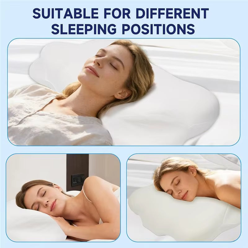 Ergonomic Cloud Pillow-Memory Foam, Adjustable Cervical Neck Support, Breathable Pillowcase