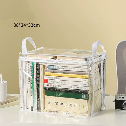 Foldable Book Box Student Dormitory Classroom Book Organizer Transparent Waterproof Household Book Organizing Storage Box Props