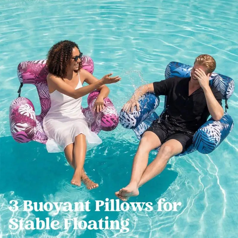 Inflatable Pool Lounger Chair Heavy-Duty Design with Water Noodles for a Comfortable and Relaxing Experience