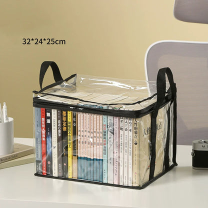 Foldable Book Box Student Dormitory Classroom Book Organizer Transparent Waterproof Household Book Organizing Storage Box Props