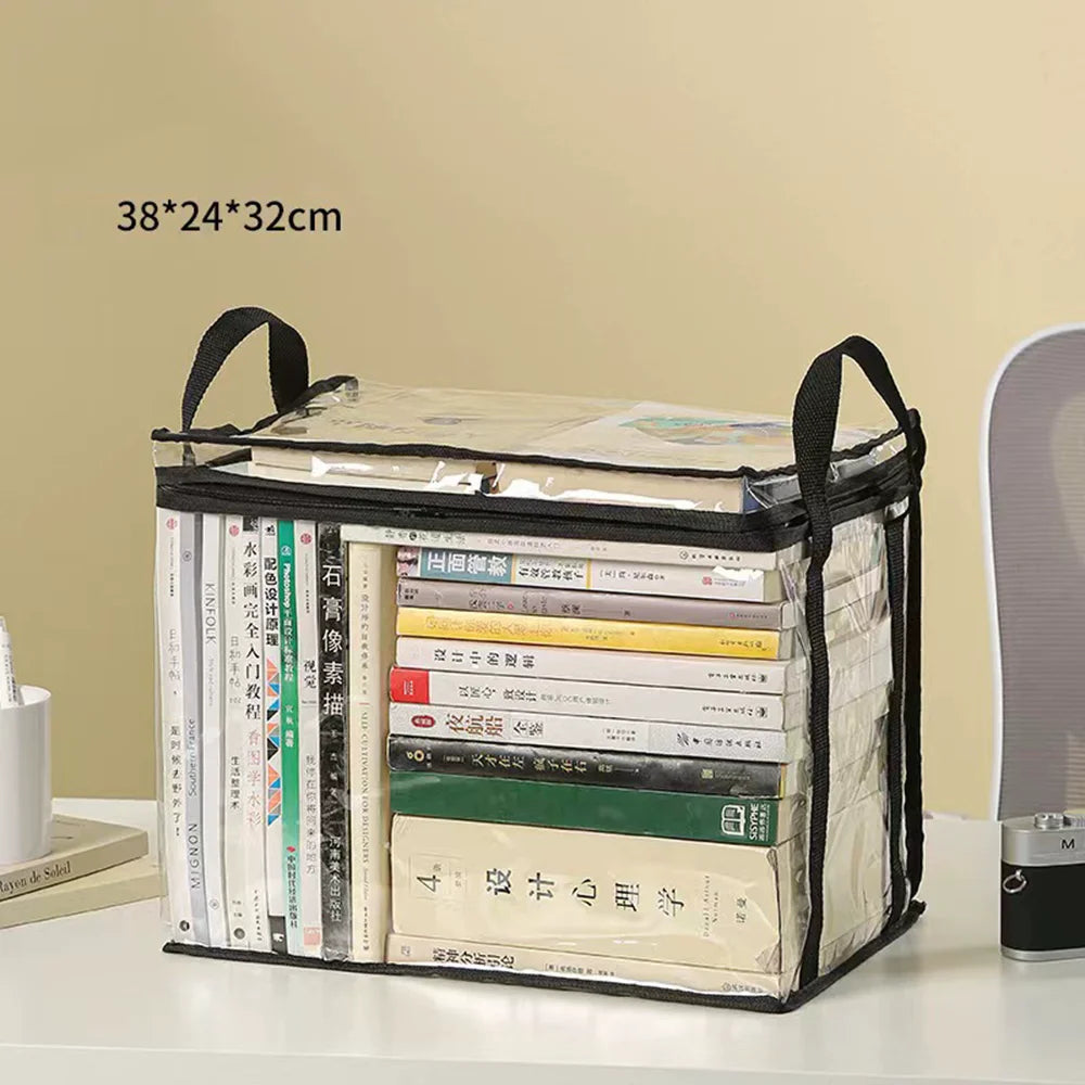 Foldable Book Box Student Dormitory Classroom Book Organizer Transparent Waterproof Household Book Organizing Storage Box Props